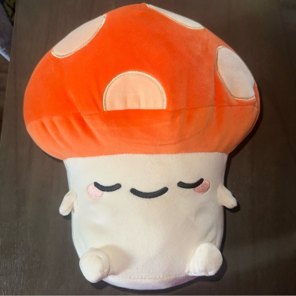 Smoko Mochi Kai Mushroom Pillow 12” Super Soft & Squishy Plush 2023 Orange Tan